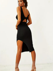 Reversible Bodycon Split Dress Sexy Sleeveless