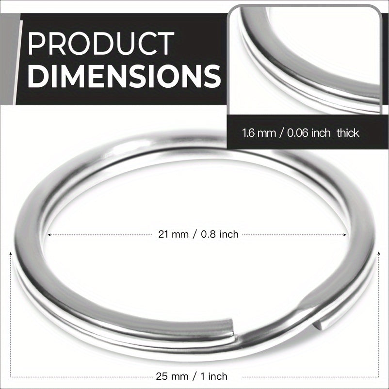 50pcs Stainless Steel Key Ring Keychain for Camping Hiking