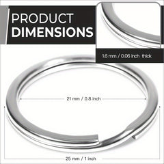 50pcs Stainless Steel Key Ring Keychain for Camping Hiking