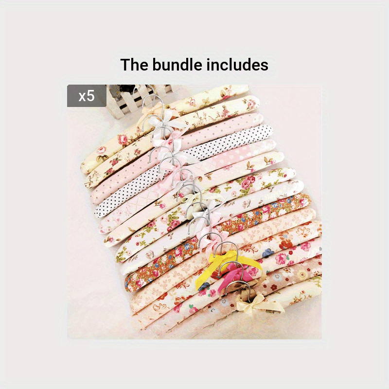 5pcs Sponge Cloth Hanger Flower Bag Anti Slip Solid Wood Hanging Bow