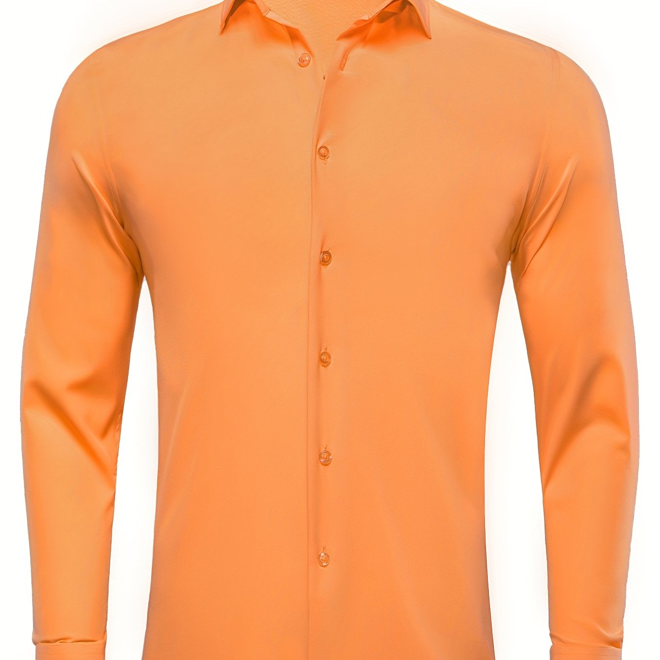 Men's Plain Button Up Regular Fit Long Sleeve Shirt in Orange
