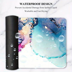 Large Abstract Turquoise Golden Mouse Pad 60 X 35 Non Slip Rubber Base