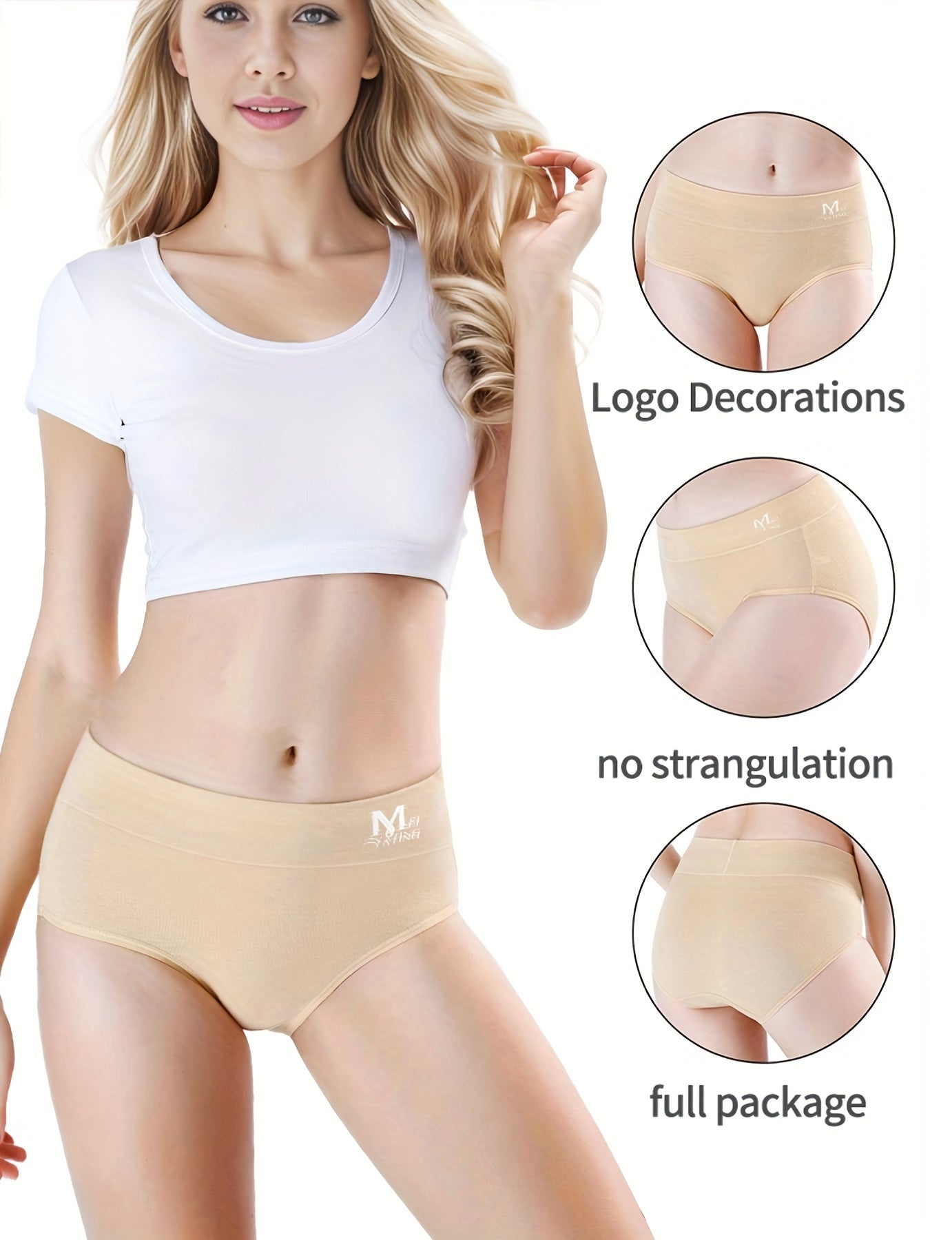 4pcs Letter Print Briefs Women's Comfy & Breathable Intimates Panties