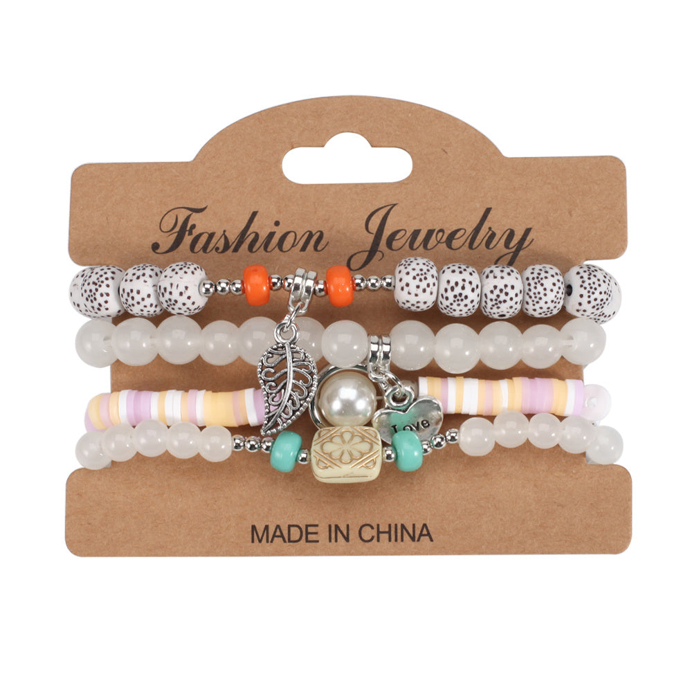 Colorful Beaded Bracelet Set Boho Style Hand Jewelry for Women