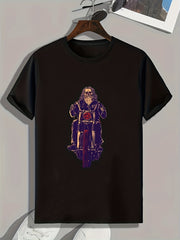 Skeleton Motorcycle Print Men's Graphic Tee Summer Casual Comfortable T-shirt