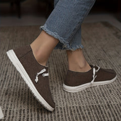 Women's Brown Canvas Shoes Casual Lace Up Outdoor Shoes