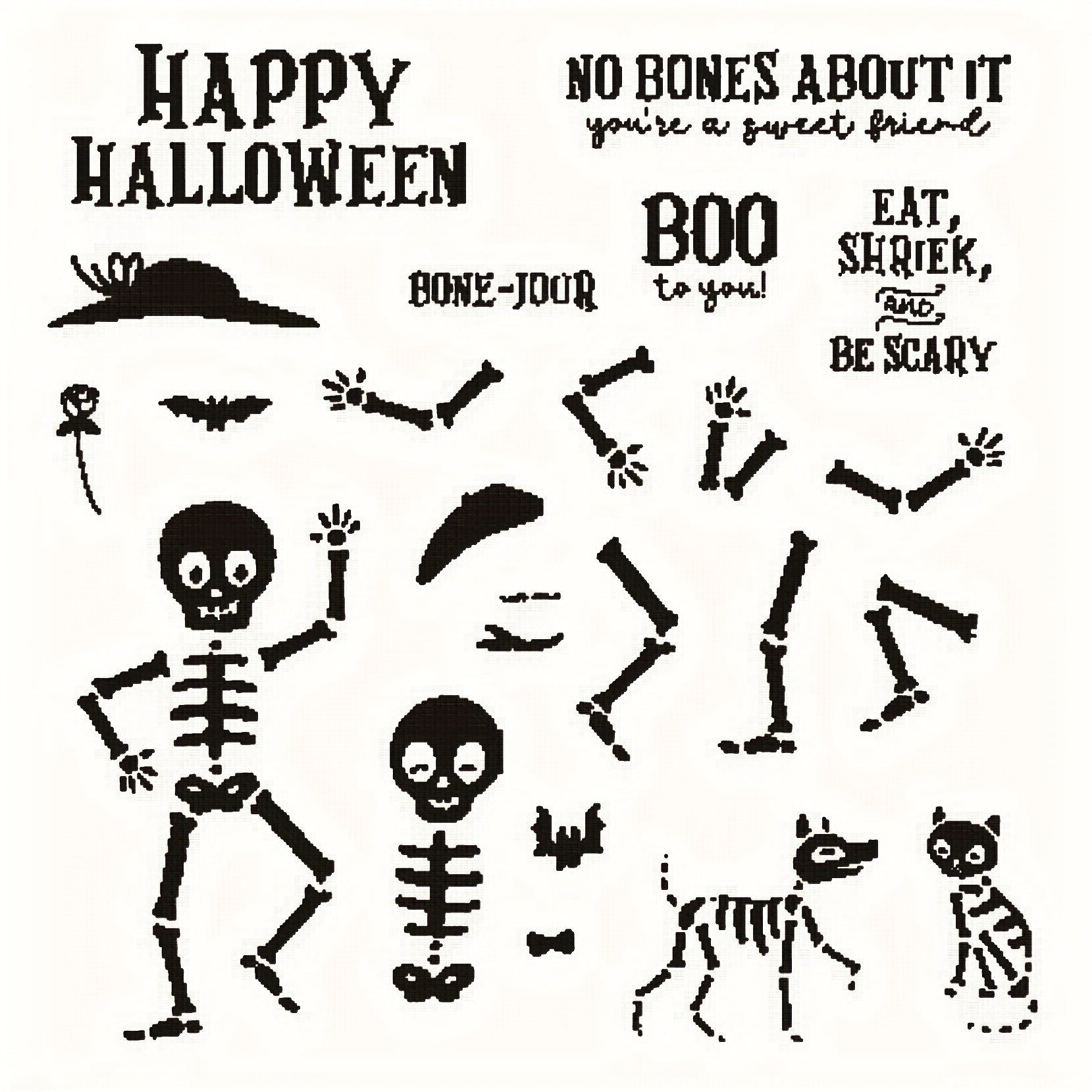 Halloween Skeletons Metal Cutting Dies and Stamps Set for Scrapbooking