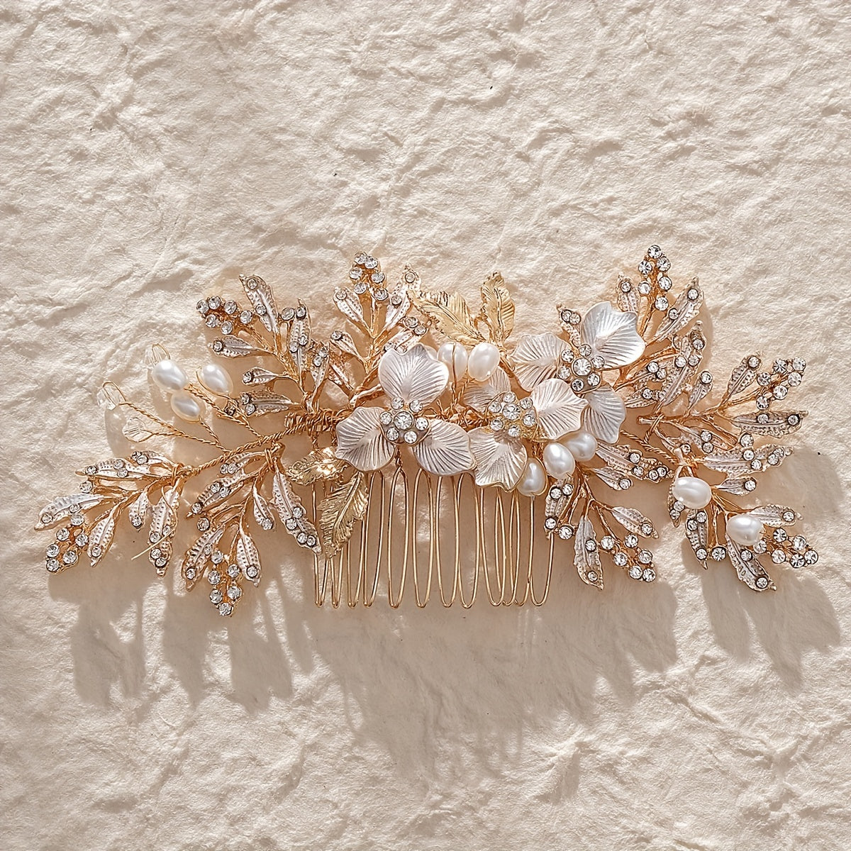 Faux Pearl Hair Comb Flower Leaf Hair Accessories Bridal Updo Head Jewelry
