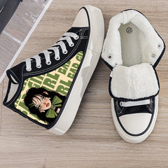 Anime Print Plush Lined Thermal Chunky Canvas Sneakers