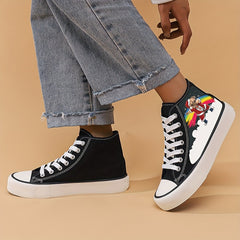 Christmas Puppy Print Flat Heighten Chunky Canvas Sneakers