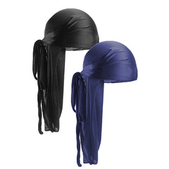 2pcs Silk Strap Pirate Hat Turban With Long Tail