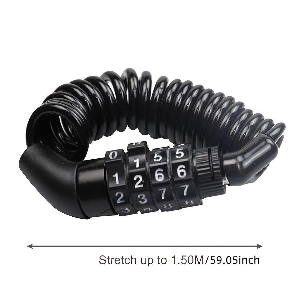 Helmet Lock Chain 4 Digit Password Combination Bike Motorcycle Anti theft Cable