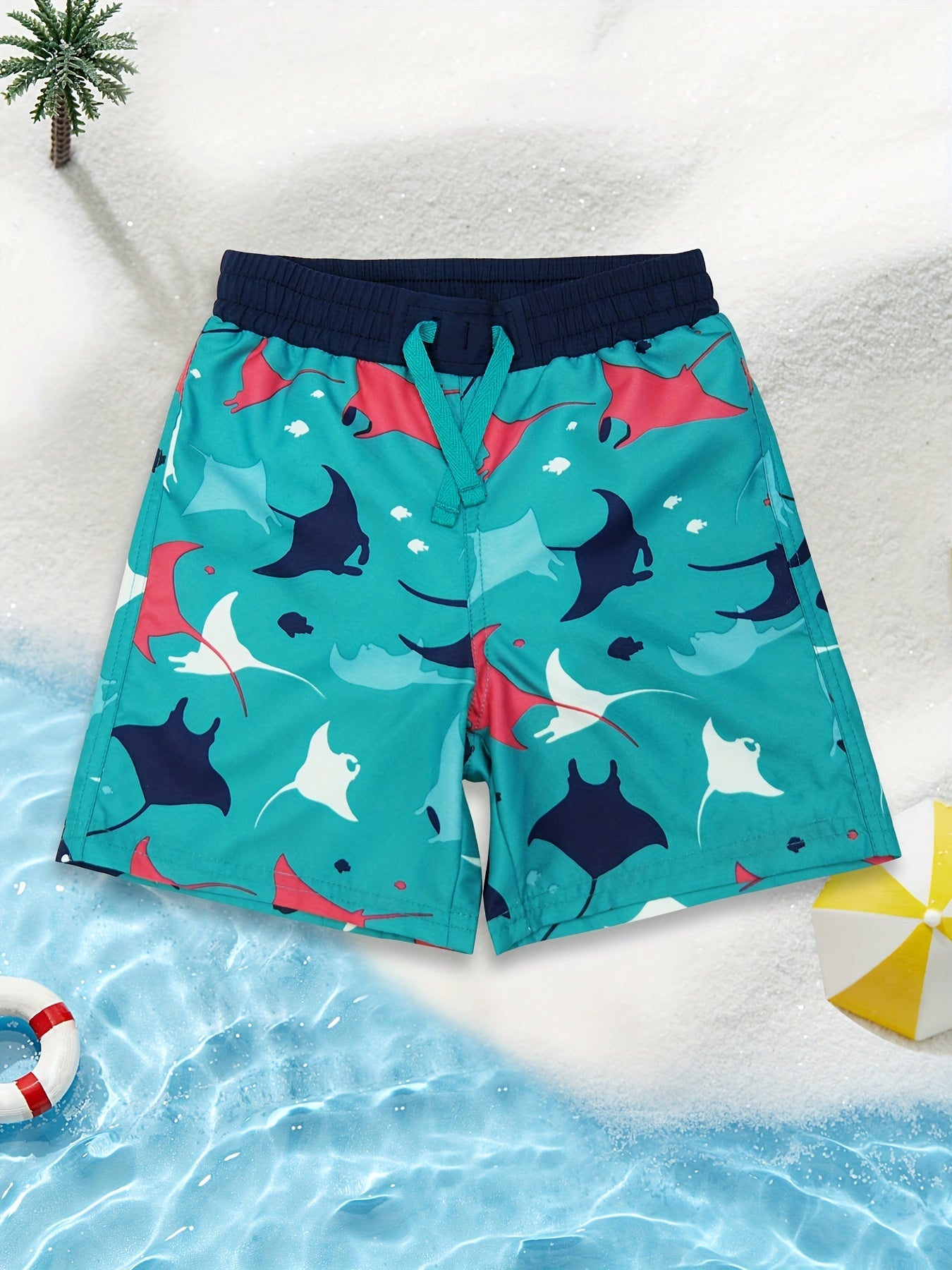 Boys Underwater Animals Print Surfing Shorts Swimming Trunks