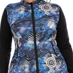 Graphic Print Zipper Long Sleeve Sports Coat