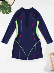 Women's Plus Size Long Sleeve Half Zipper One Piece Surfing Suit