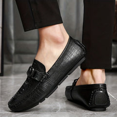 Men's Crocodile Pattern Horsebit Loafers Smart Casual Shoes