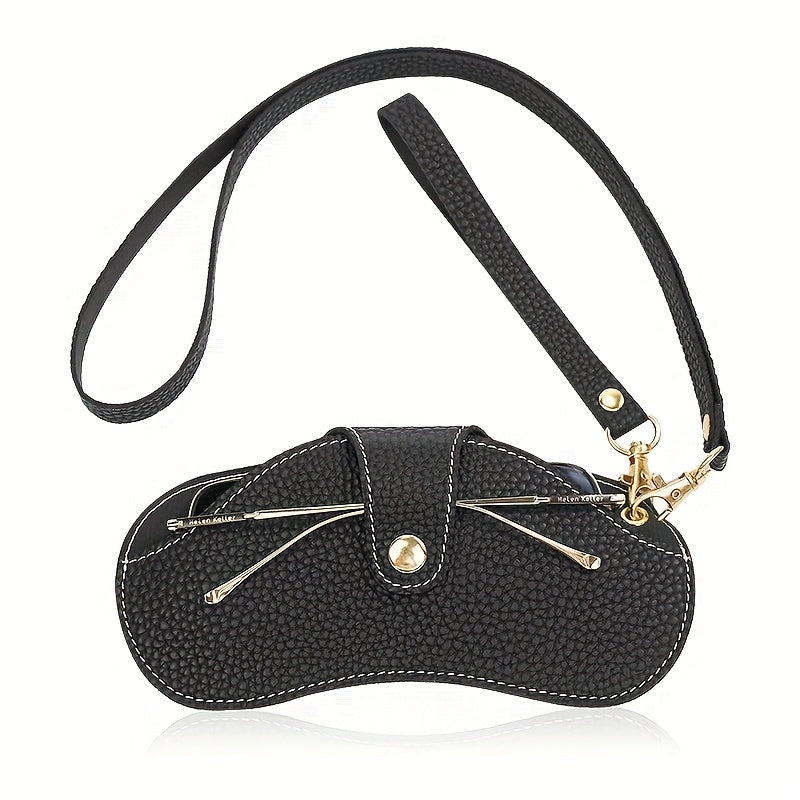 Stylish PU Leather Sunglasses Case Snap Closure