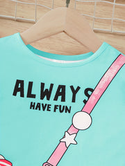 Toddler Girls Short Sleeve ALWAYS HAVE FUN Dog Graphic Dress