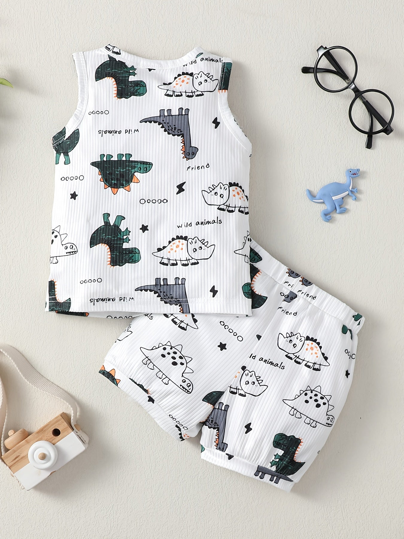 Baby Boys Dinosaur Pattern Vest Tops & Shorts
