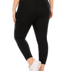 Solid Yoga Sports Leggings With Pocket Women's Plus Medium Stretch