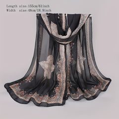 Paisley Print Chiffon Scarf Vintage Thin Shawl Boho Hijab Sunscreen Head Wrap