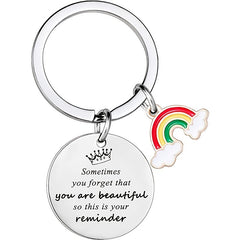 Girls Boys Teen Rainbow Slogan Keychain Kids Party Favors