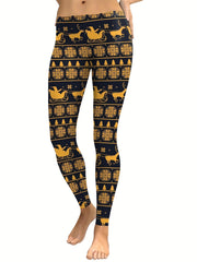 Deer Printed Sports Leggings for Teens Girls High Stretch Running Fitness Tight