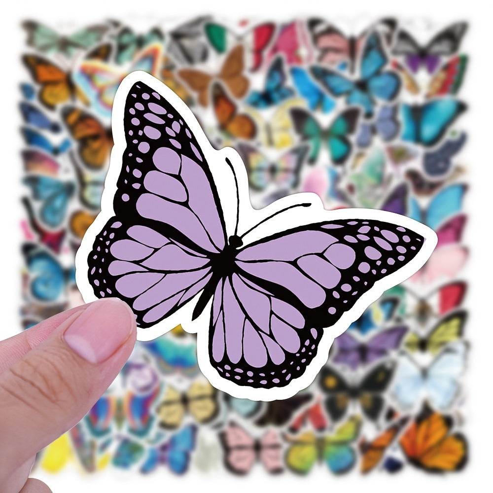 100pcs Butterfly Doodle Waterproof Stickers for Laptop Luggage