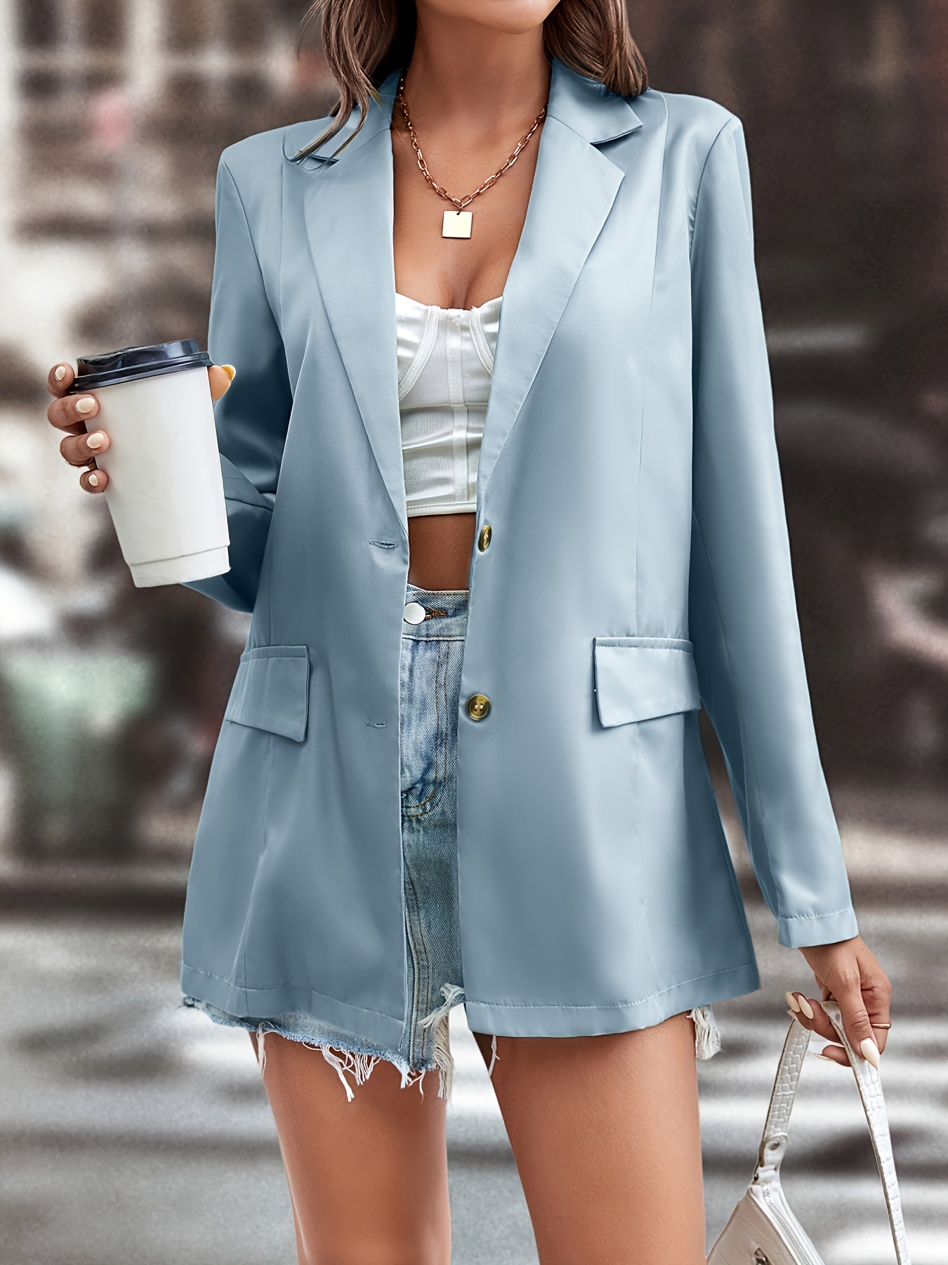 Women's Solid Lapel Neck Blazer