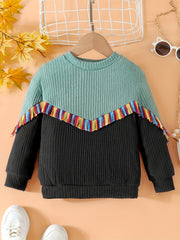 Girls' Boho Chevron Patchwork Sweater Top
