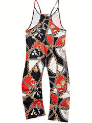 Block & Chain Print Overall Jumpsuit for Women