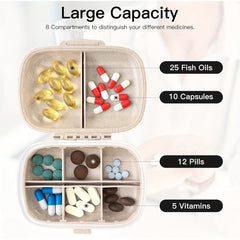 8 Compartment Pill Organizer with Diamond Travel Medicine Case 1 Pack