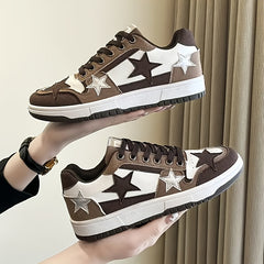 Women's Star Pattern Sneakers Casual Lace Up Low Top Outdoor Shoes