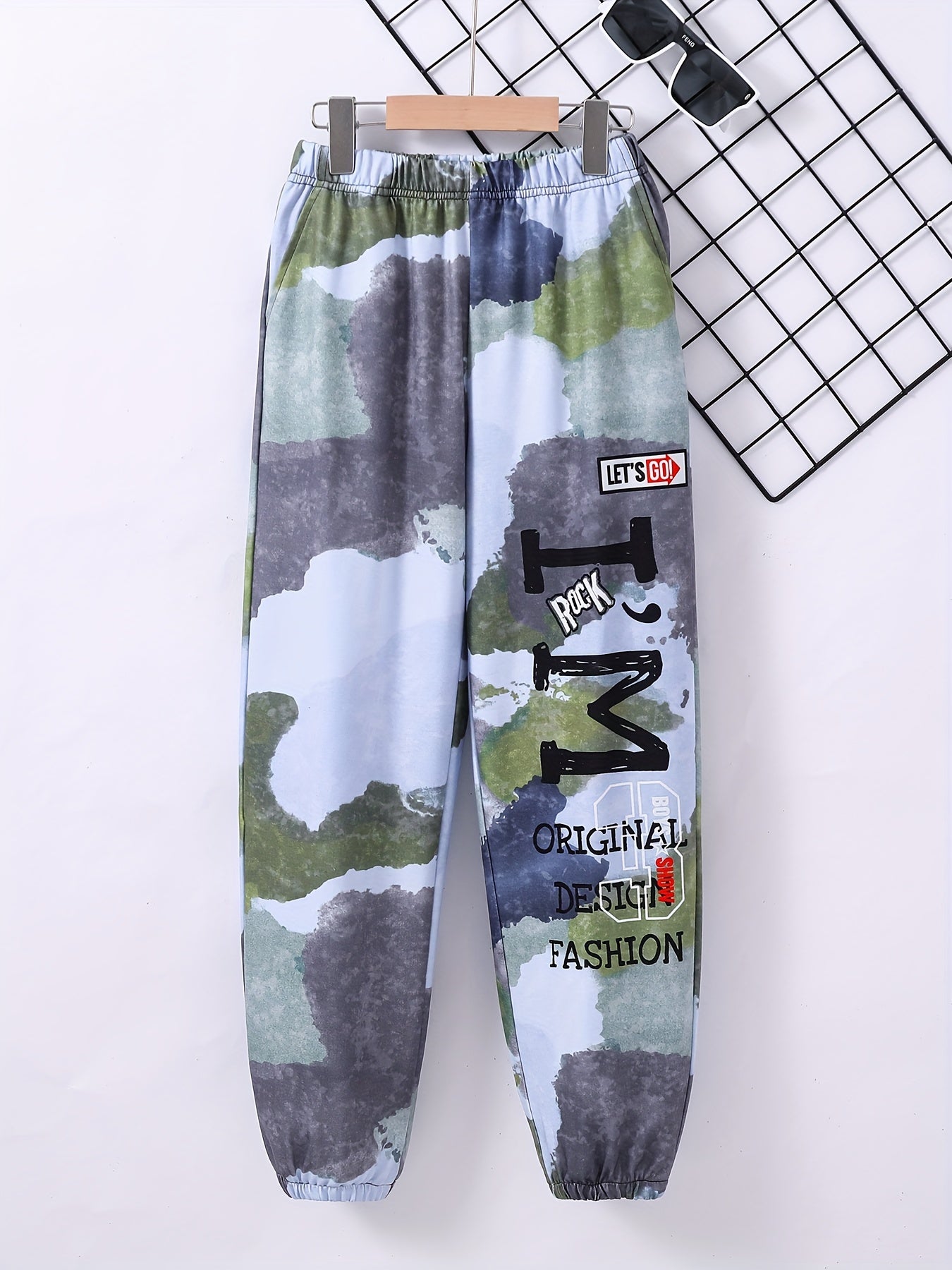 Boys Camo Style Letter Jogger Sweatpants