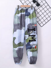 Boys Camo Style Letter Jogger Sweatpants