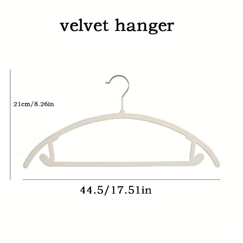 10pcs Velvet Flocking Hanger Non-slip Plastic Clothes Hanger