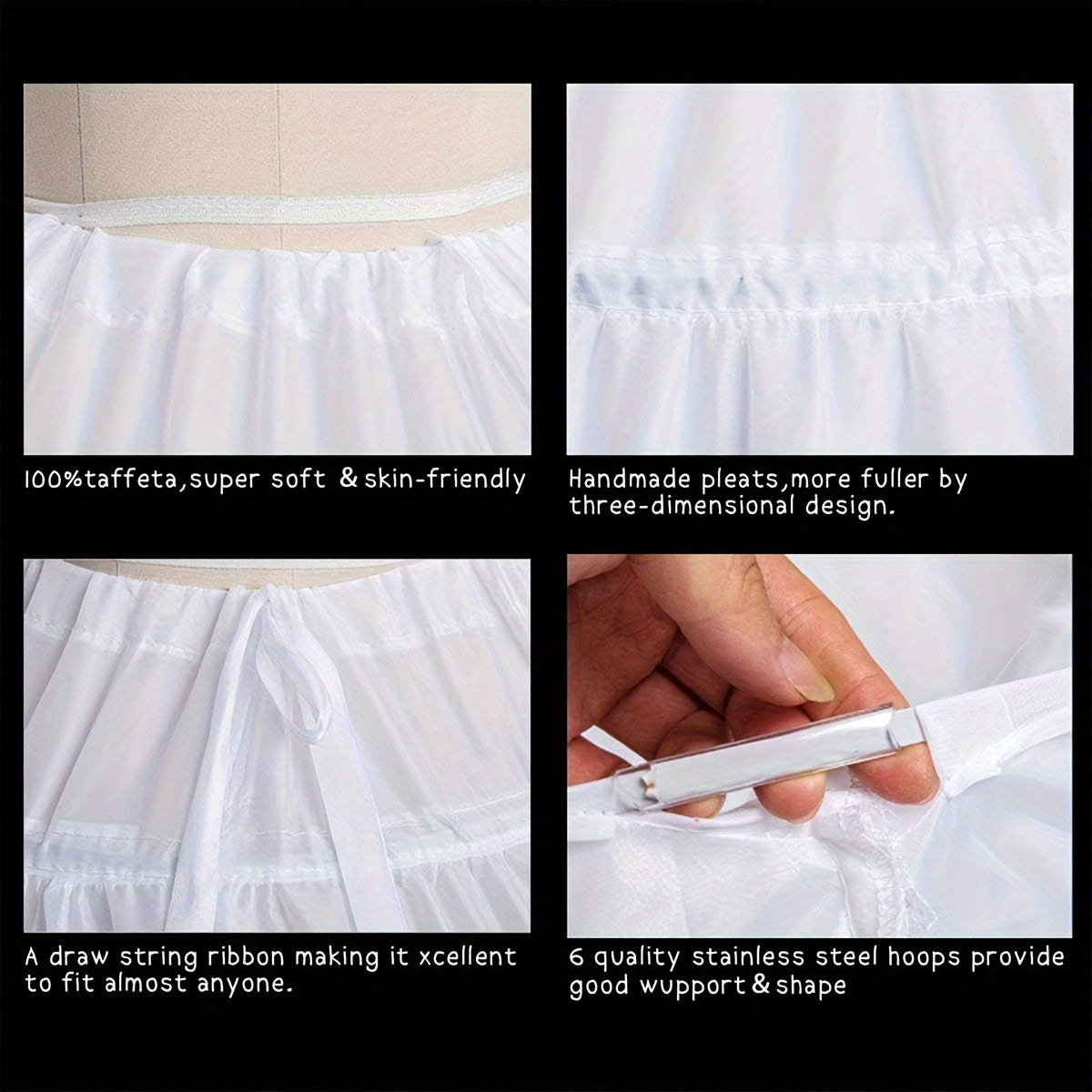 6-Steel Ring Wedding Dress Petticoat for Volume and Silhouette Enhancement