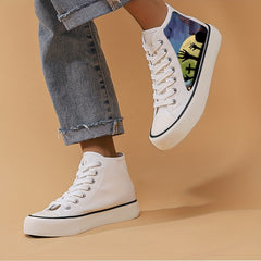 Halloween Scary Graveyard Pattern High Top Canvas Sneakers