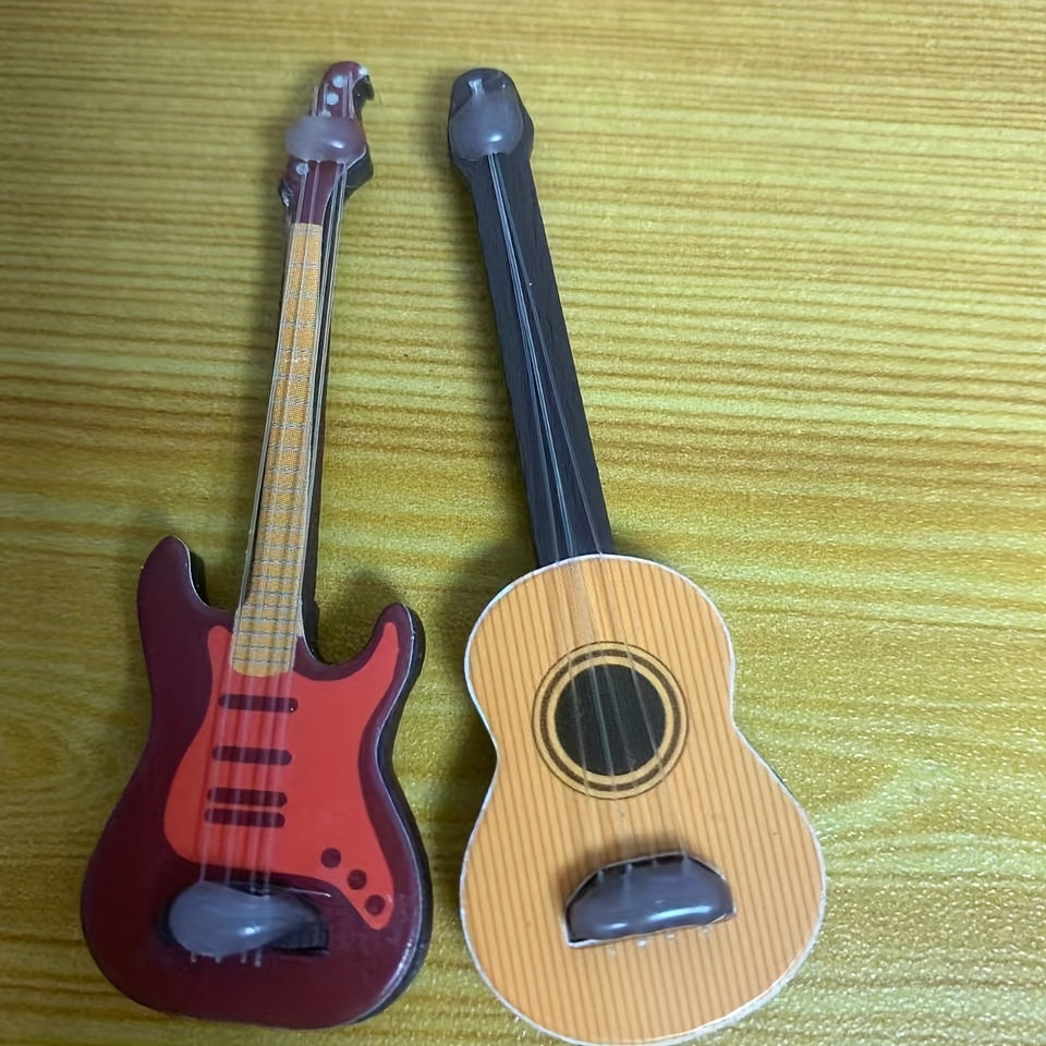 Classical & Bass Guitar Figurines Music Instrument Models for Dollhouse