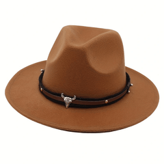 Cow Head Jazz Hat With Belt Buckle Fedora Hat