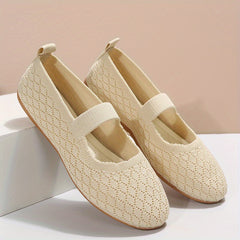 Women's Breathable Knit Flat Shoes Lightweight Slip On Solid Shoes