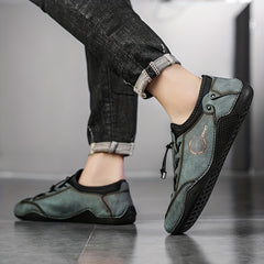 Men's Slip On Loafers with Adjustable Draw String Vintage Walking Shoes