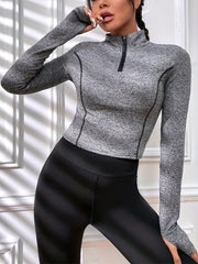 Mock Neck Cropped Sweatshirt with Thumb Hole