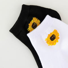 2 Pairs Sunflower Pattern Short Socks Cozy Ankle Socks Women's Stockings