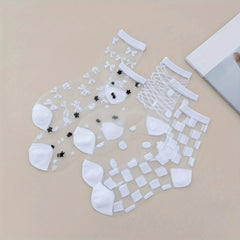 5 Pairs Geometric Pattern Sheer Mesh Socks Women's Stockings