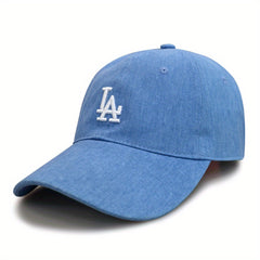 LA Embroidery Baseball Cap Solid Cotton Sun Hat Adjustable Lightweight Dad Hats