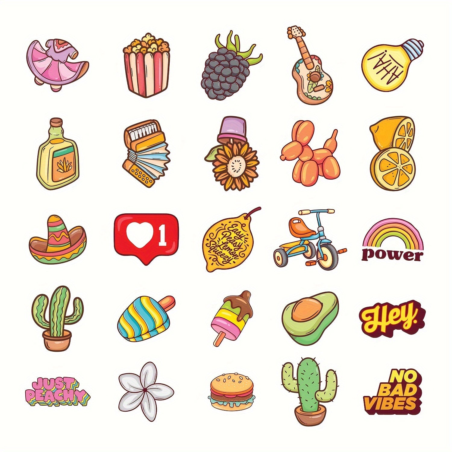50pcs Water Bottles Waterproof Vinyl Stickers for Laptop Skateboard