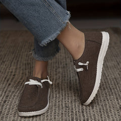 Women's Minimalist Flat Canvas Lace Up Sneakers Lightweight Slip On Shoes