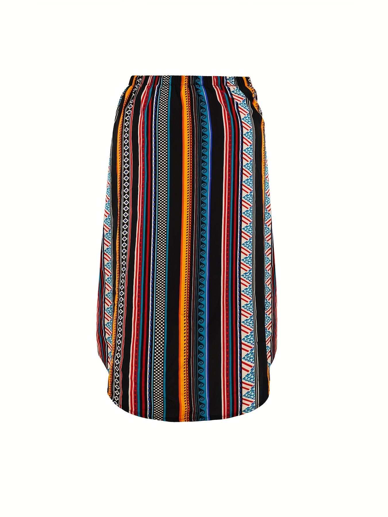 Geo Print Drawstring Skirt for Women