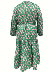 Boho Dress Women's Plus Lantern Sleeve Maxi Dress